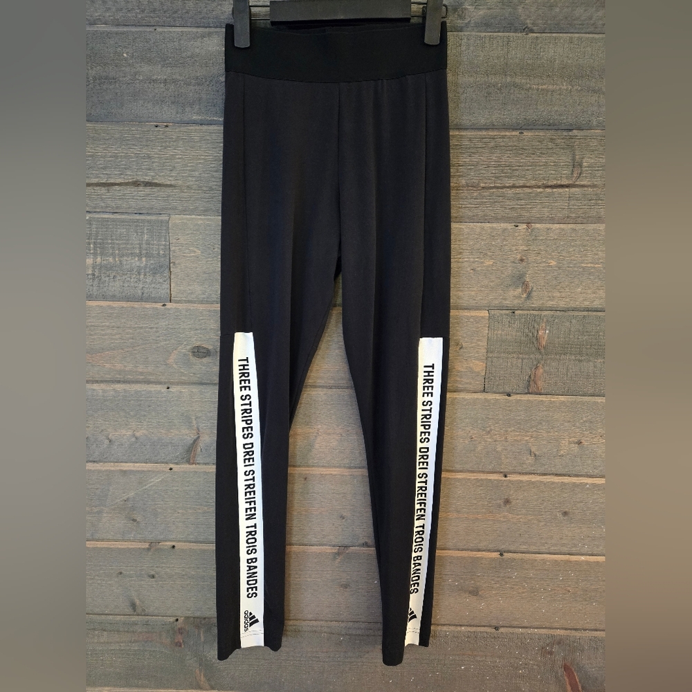 Adidas Women Sport ID Running Tights Size XS Three Stripes Black